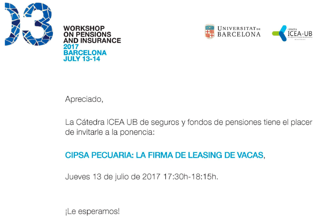 Cipsa Pecuaria participa en WORKSHOP ON PENSIONS AND INSURANCE